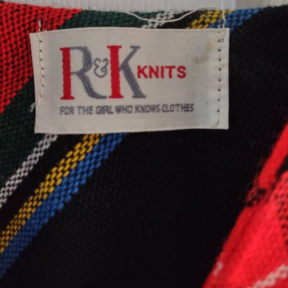 Ladies Vintage R&K Knits Red Plaid Poncho Size 8 From Early 1970s - Picture 3 of 9